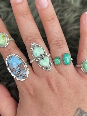 Turquoise Heart Silver Ring